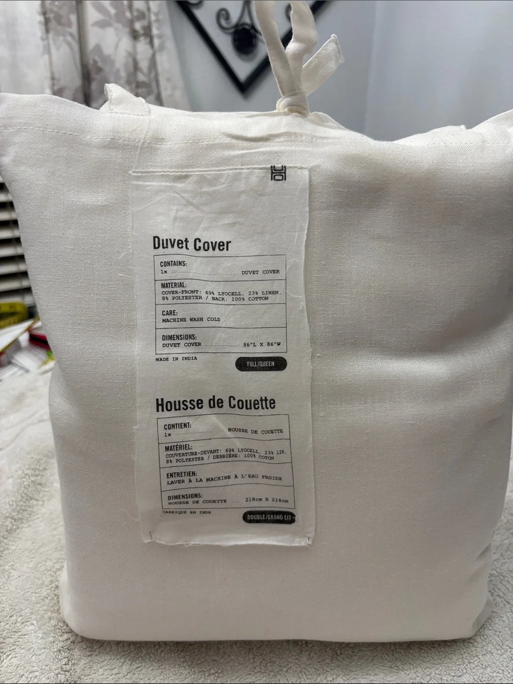 Urban Outfitters Cream Duvet Cover with Printed Label